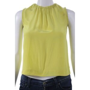 Marni Womens Basic Tank Yellow Silk High Neck Sleeveless Zip Size 6